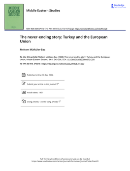 The Never‐Ending Story: Turkey and the European Union
