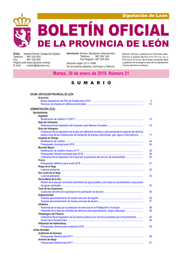 BOLETÍN OFICIAL DE LA PROVINCIA DE LEÓN Edita: Imprenta Provincial