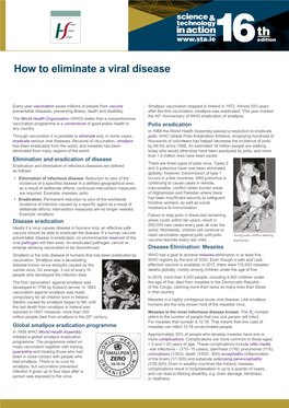 How to Eliminate a Viral Disease How to Eliminate a Viralbrand Disease GUIDELINES for HSE and FUNDED AGENCIES