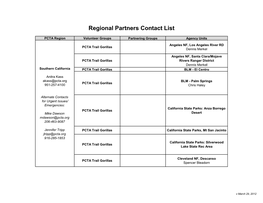 Regional Partners Contact List