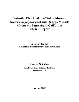 Potential Distribution of Zebra Mussels and Quagga Mussels in California