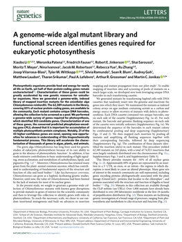 A Genome-Wide Algal Mutant Library and Functional Screen Identifies Genes Required for Eukaryotic Photosynthesis