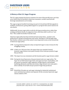 A History of the U.S. Sugar Program