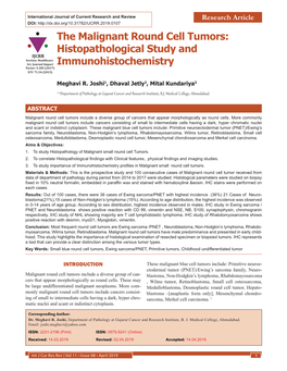 The Malignant Round Cell Tumors: Histopathological Study and IJCRR Section: Healthcare Sci