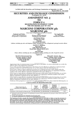 MARCONI CORPORATION Plc MARCONI