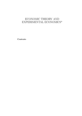 Economic Theory and Experimental Economics*