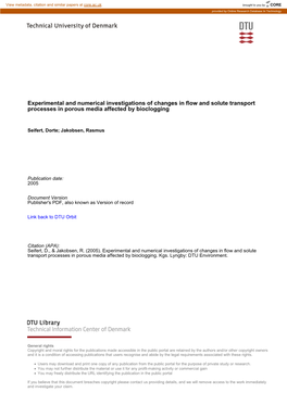 Experimental and Numerical Investigations of Changes in Flow and Solute Transport Processes in Porous Media Affected by Bioclogging