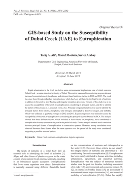 GIS-Based Study on the Susceptibility of Dubai Creek (UAE) to Eutrophication