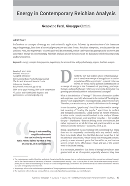 Energy in Contemporary Reichian Analysis