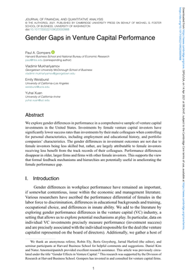 Gender Gaps in Venture Capital Performance