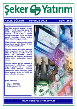 AYLIK BÜLTEN Temmuz 2021 Sayı: 286