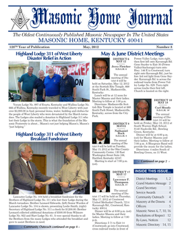 MASONIC HOME, KENTUCKY 40041 May & June District Meetings