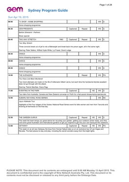 Sydney Program Guide