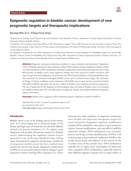 Epigenetic Regulation in Bladder Cancer: Development of New Prognostic Targets and Therapeutic Implications