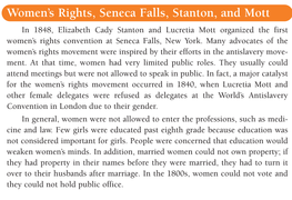 Women's Rights, Seneca Falls, Stanton, and Mott