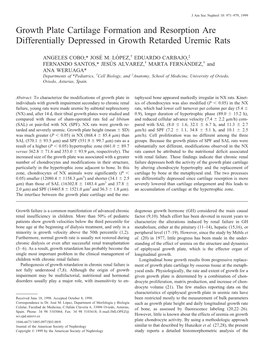 Growth Plate Cartilage Formation and Resorption Are Differentially Depressed in Growth Retarded Uremic Rats