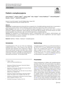 Pediatric Craniopharyngioma