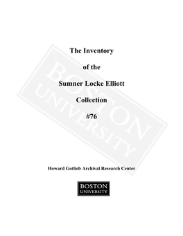 The Inventory of the Sumner Locke Elliott Collection