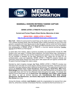 Baseball Honors Retiring Yankee Captain on Fox Sports 1