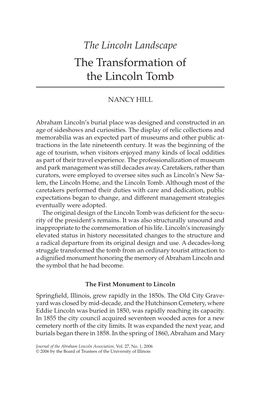 The Transformation of the Lincoln Tomb