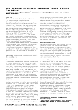 First Checklist and Distribution of Tettigonioidea (Ensifera: Orthoptera)