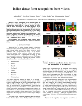 Indian Dance Form Recognition from Videos