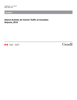 Airport Activity: Air Carrier Traffic at Canadian Airports, 2016