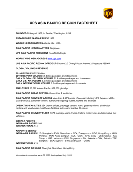 UPS Asia Pacific Fact Sheet