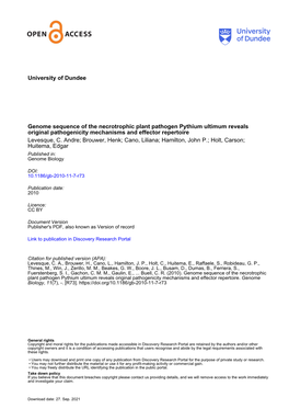 University of Dundee Genome Sequence of the Necrotrophic Plant