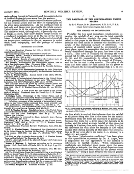 The Rainfall of the Northeastern United States