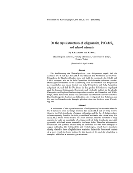 On the Crystal Structures of Seligmannite~ Pbcuassa, and Related Minerals