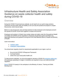 Guidance on Waste Collector Health and Safety During COVID-19