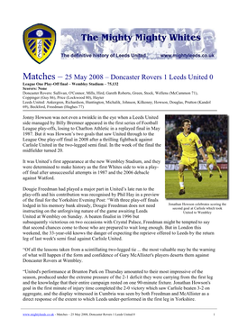 Matches – 25 May 2008 – Doncaster Rovers 1 Leeds United 0