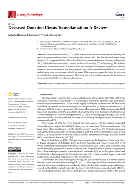 Deceased Donation Uterus Transplantation: a Review