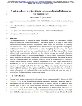 A Quick and Easy Way to Estimate Entropy and Mutual Information For