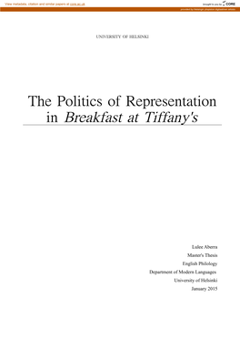 The Politics of Representation in Breakfast at Tiffany's