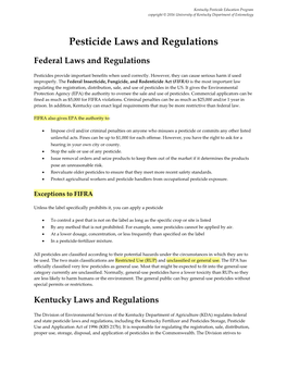 Pesticide Laws and Regulations