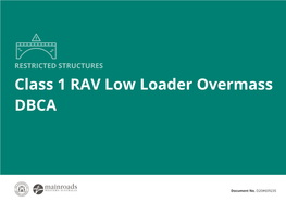 Class 1 RAV Low Loader Overmass DBCA