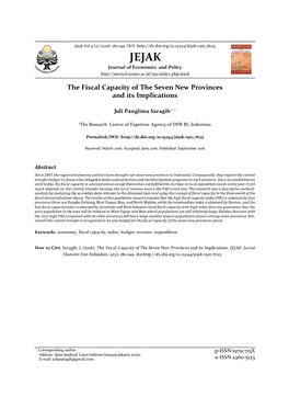 The Fiscal Capacity of the Seven New Provinces and Its Implications