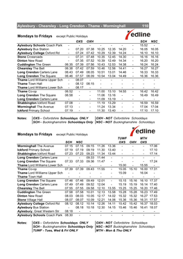 Aylesbury - Chearsley - Long Crendon - Thame - Worminghall 110