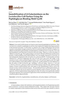 Immobilization of -Galactosidases on the Lactobacillus Cell Surface