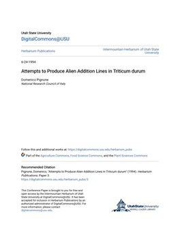 Attempts to Produce Alien Addition Lines in Triticum Durum