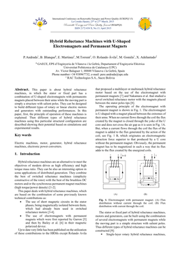 Hybrid Reluctance Machines with U-Shaped Electromagnets and Permanent Magnets