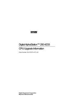 Digital Alphastation 200 4/233 CPU Upgrade Information