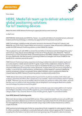 HERE, Mediatek Team up to Deliver Advanced Global Positioning