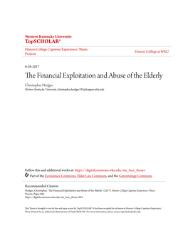 The Financial Exploitation and Abuse of the Elderly