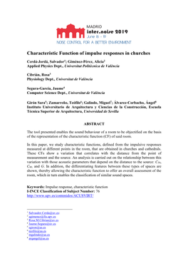 Characteristic Function of Impulse Responses in Churches