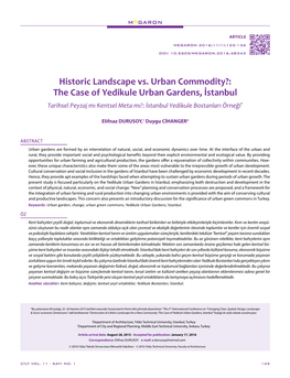 The Case of Yedikule Urban Gardens, İstanbul Tarihsel Peyzaj Mı Kentsel Meta Mı?: İstanbul Yedikule Bostanları Örneği*