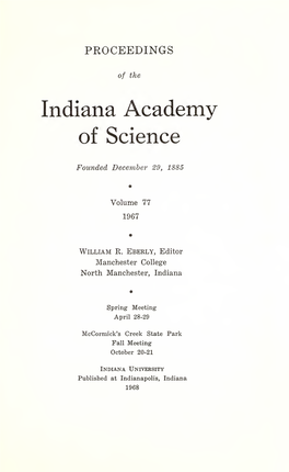 Proceedings of the Indiana Academy of Science