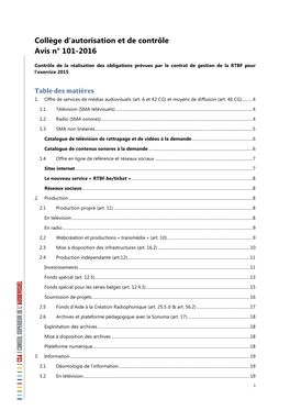 Collège D'autorisation Et De Contrôle Avis N° 101-2016